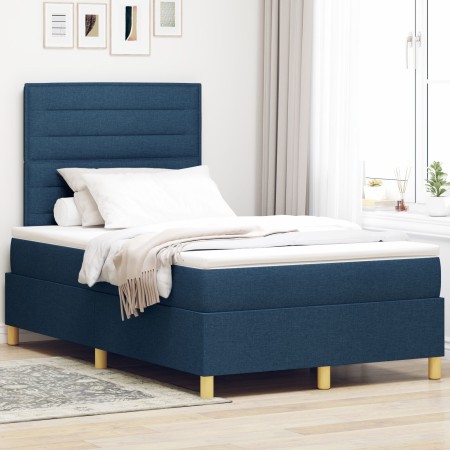 Cama con Base de Resorte y Colchón Azul 120x200 cm Tela de , Camas y somieres - Ref: Foro24-3339538, Precio: 441,72 €, Descue...