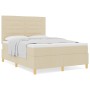 Cama con Somier y Colchón Crema 140x200 cm Tela de , Camas y somieres - Ref: Foro24-3339551, Precio: 533,76 €, Descuento: %