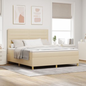 Cama Box Spring con Colchón Crema Super King Tela de , Camas y somieres - Ref: Foro24-3339565, Precio: 631,56 €, Descuento: %