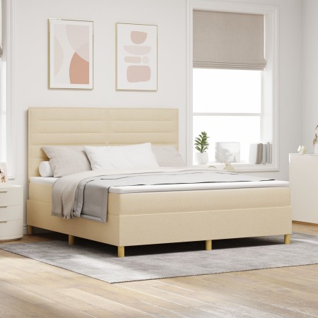 Cama Box Spring con Colchón Crema Super King Tela de , Camas y somieres - Ref: Foro24-3339565, Precio: 631,56 €, Descuento: %
