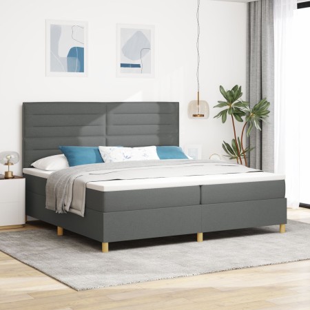 Cama con Box Spring con colchón gris oscuro 200x200 cm tela de , Camas y somieres - Ref: Foro24-3339568, Precio: 675,06 €, De...