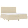 Cama con Base de Resortes y Colchón Crema 200x200 cm Tela de , Camas y somieres - Ref: Foro24-3339572, Precio: 646,45 €, Desc...