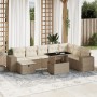 Set de sofás de jardín 9 pzas con cojines ratán sintético beige en Conjuntos de jardín | Comprar online en Foru.es