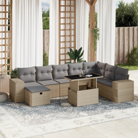 Set de sofás de jardín 9 pzas con cojines ratán sintético beige en Conjuntos de jardín | Comprar online en Foru.es