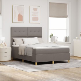 Cama con Box Spring y Colchón Taupe 160x200 cm Tela de , Camas y somieres - Ref: Foro24-3339634, Precio: 598,74 €, Descuento: %
