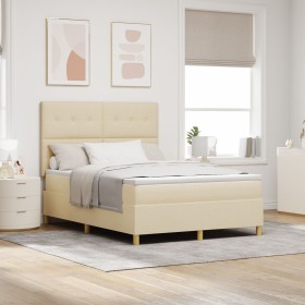 Cama con Somier y Colchón Crema 160x200 cm Tela de , Camas y somieres - Ref: Foro24-3339635, Precio: 600,70 €, Descuento: %