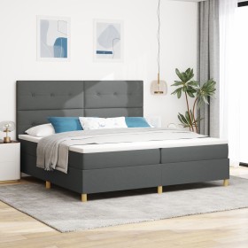 Cama con Box Spring y Colchón Gris Oscuro 200x200 cm Tela de , Camas y somieres - Ref: Foro24-3339645, Precio: 655,26 €, Desc...
