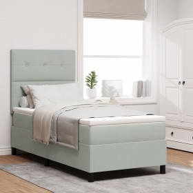 Cama con sommier y colchón Gris Claro 90x200 cm Terciopelo de , Camas y somieres - Ref: Foro24-3339806, Precio: 321,26 €, Des...
