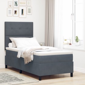 Cama Box Spring con Colchón Gris Oscuro 90x200 cm Terciopelo de , Camas y somieres - Ref: Foro24-3339807, Precio: 326,36 €, D...