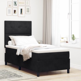 Cama con somier con colchón Negro 100x200 cm Terciopelo de , Camas y somieres - Ref: Foro24-3339814, Precio: 336,66 €, Descue...