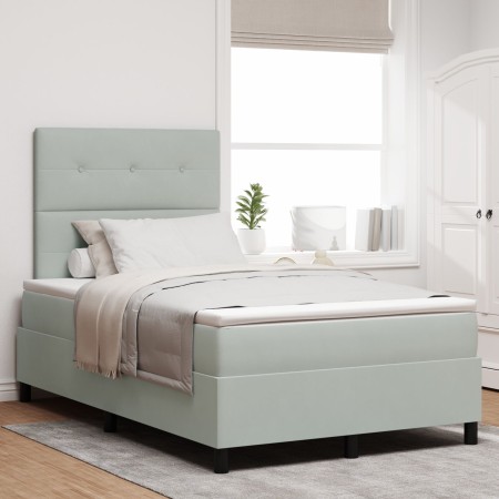 Cama con Somier y Colchón Gris Claro 120x200 cm Terciopelo de , Camas y somieres - Ref: Foro24-3339824, Precio: 432,51 €, Des...