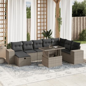 Set muebles jardín 9 pzas y cojines ratán sintético gris claro en Conjuntos de jardín | Comprar online en Foru.es