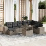 Set muebles jardín 9 pzas y cojines ratán sintético gris claro en Conjuntos de jardín | Comprar online en Foru.es