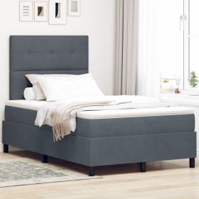 Cama con Box Spring y Colchón Gris Oscuro 120x200 cm de Terciopelo de , Camas y somieres - Ref: Foro24-3339825, Precio: 405,6...