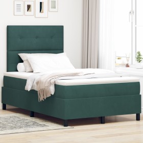 Cama Box Spring con Colchón Verde Oscuro 120x200 cm Terciopelo de , Camas y somieres - Ref: Foro24-3339827, Precio: 450,79 €,...