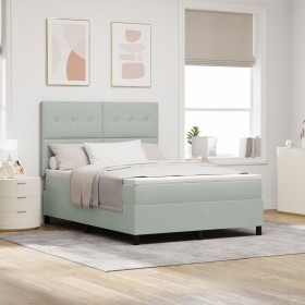 Cama Box Spring con Colchón Gris Claro 140x190 cm Aterciopelado de , Camas y somieres - Ref: Foro24-3339830, Precio: 539,37 €...