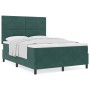 Cama Box Spring con colchón Verde Oscuro 140x190 cm Terciopelo de , Camas y somieres - Ref: Foro24-3339833, Precio: 510,78 €,...
