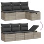 Set muebles jardín 9 pzas y cojines ratán sintético gris claro en Conjuntos de jardín | Comprar online en Foru.es