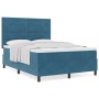 Cama Box Spring con Colchón Azul Oscuro 140x190 cm Terciopelo de , Camas y somieres - Ref: Foro24-3339834, Precio: 500,20 €, ...