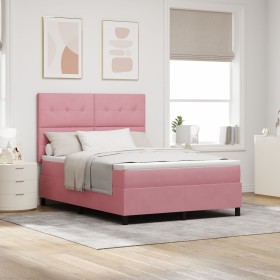 Cama Box Spring con colchón Rosa 140x190 cm Terciopelo de , Camas y somieres - Ref: Foro24-3339835, Precio: 493,90 €, Descuen...