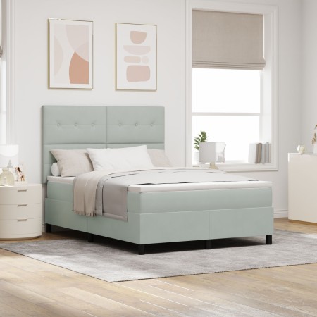 Cama con somier box spring y colchón Gris Claro 140x200 cm Terciopelo de , Camas y somieres - Ref: Foro24-3339836, Precio: 49...