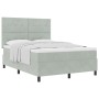 Cama con somier box spring y colchón Gris Claro 140x200 cm Terciopelo de , Camas y somieres - Ref: Foro24-3339836, Precio: 49...