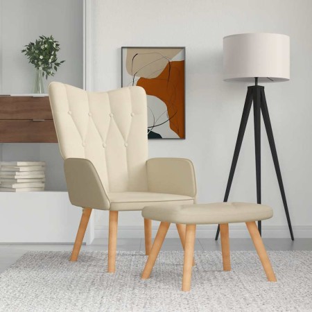 Sillón de relax con reposapiés de tela color crema en Sillones | Comprar online en Foru.es