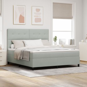 Cama Box Spring con colchón Gris Claro Super King Terciopelo de , Camas y somieres - Ref: Foro24-3339848, Precio: 593,48 €, D...