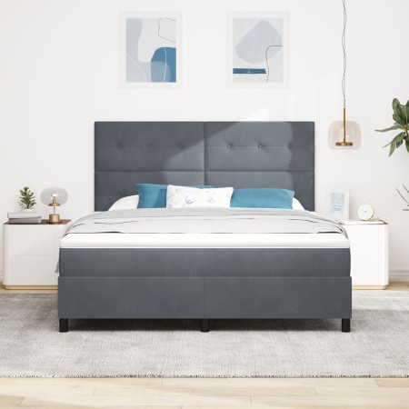 Cama con somier y colchón Gris oscuro Super King Terciopelo de , Camas y somieres - Ref: Foro24-3339849, Precio: 584,77 €, De...