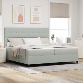 Cama Box Spring con Colchón Gris Claro 200x200 cm Terciopelo de , Camas y somieres - Ref: Foro24-3339854, Precio: 617,56 €, D...