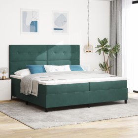 Cama Box Spring con Colchón Verde Oscuro 200x200 cm Terciopelo de , Camas y somieres - Ref: Foro24-3339857, Precio: 717,64 €,...