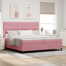 Cama Box Spring con colchón Rosa 200x200 cm de Terciopelo de , Camas y somieres - Ref: Foro24-3339859, Precio: 614,37 €, Desc...