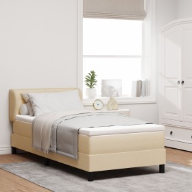 Estructura de Cama con Colchón Crema Tejido 100 x 200 cm de , Camas y somieres - Ref: Foro24-3339952, Precio: 324,20 €, Descu...