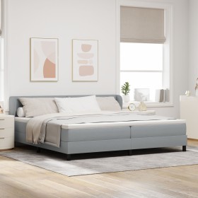 Cama Box Spring con Colchón Gris Claro 200x200 cm Tela de , Camas y somieres - Ref: Foro24-3340045, Precio: 620,67 €, Descuen...