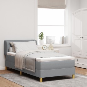 Cama Box Spring con Colchón Gris Claro 90x200 cm Tela de , Camas y somieres - Ref: Foro24-3340129, Precio: 321,71 €, Descuent...
