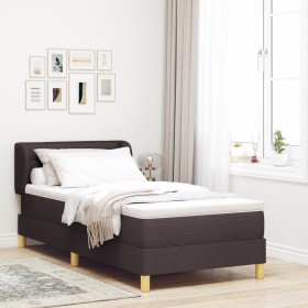 Cama Box Spring con Colchón Marrón Oscuro 100x200 cm Tela de , Camas y somieres - Ref: Foro24-3340139, Precio: 348,31 €, Desc...