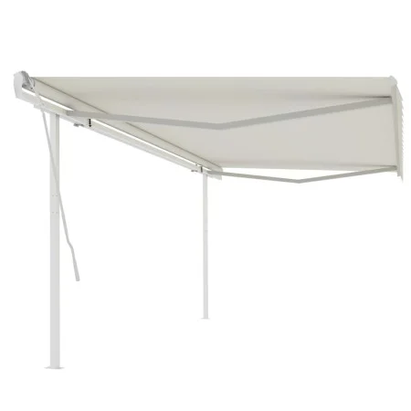 Toldo manual retráctil con postes color crema 5x3 m de vidaXL, Toldos - Ref: Foro24-3069977, Precio: 505,44 €, Descuento: %