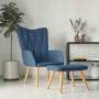 Silla de relajación con reposapiés tela azul en Sillones | Comprar online en Foru.es