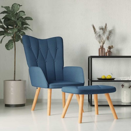 Silla de relajación con reposapiés tela azul en Sillones | Comprar online en Foru.es
