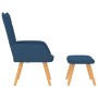 Silla de relajación con reposapiés tela azul en Sillones | Comprar online en Foru.es