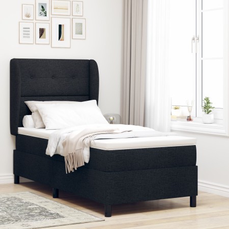 Cama Box Spring con colchón Negro 100x200 cm Tela de , Camas y somieres - Ref: Foro24-3340552, Precio: 365,18 €, Descuento: %