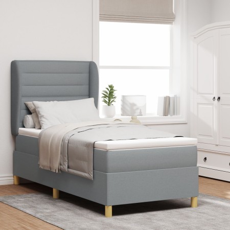 Cama con sommier y colchón en gris claro, 100x200 cm, tela de , Camas y somieres - Ref: Foro24-3340676, Precio: 380,17 €, Des...