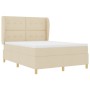 Cama con somier y colchón Crema 140x190 cm Tela de , Camas y somieres - Ref: Foro24-3340751, Precio: 521,00 €, Descuento: %