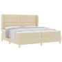 Cama con somier y colchón, crema, 200x200 cm, tela de , Camas y somieres - Ref: Foro24-3340779, Precio: 651,48 €, Descuento: %