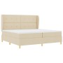 Cama con somier y colchón, crema, 200x200 cm, tela de , Camas y somieres - Ref: Foro24-3340779, Precio: 651,48 €, Descuento: %