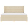 Cama con somier y colchón, crema, 200x200 cm, tela de , Camas y somieres - Ref: Foro24-3340779, Precio: 651,48 €, Descuento: %