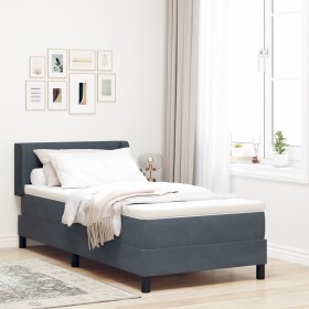 Cama Box Spring con Colchón Gris Oscuro 90x200 cm Terciopelo de , Camas y somieres - Ref: Foro24-3341451, Precio: 302,00 €, D...