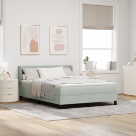 Cama con base de resortes y colchón gris claro 140x190 cm terciopelo de , Camas y somieres - Ref: Foro24-3341462, Precio: 451...