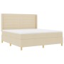 Cama Box Spring Crema con Colchón, 180x200 cm de Tela de , Camas y somieres - Ref: Foro24-3341789, Precio: 660,78 €, Descuent...
