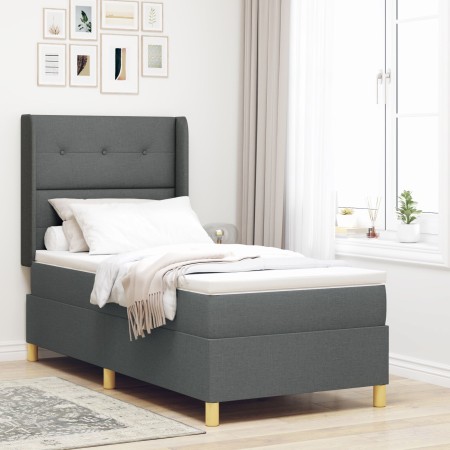 Cama con somier y colchón Gris Oscuro 100x200 cm Tela de , Camas y somieres - Ref: Foro24-3341820, Precio: 383,99 €, Descuent...